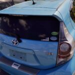 Rear tailgate of the Toyota Aqua with hybrid badge